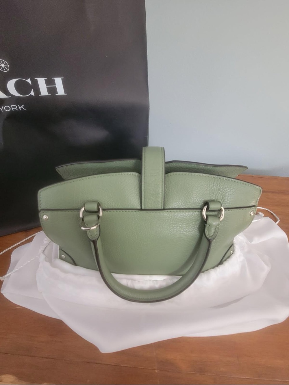 Coach Green Leather Satchel Bag - Picture 2 of 4